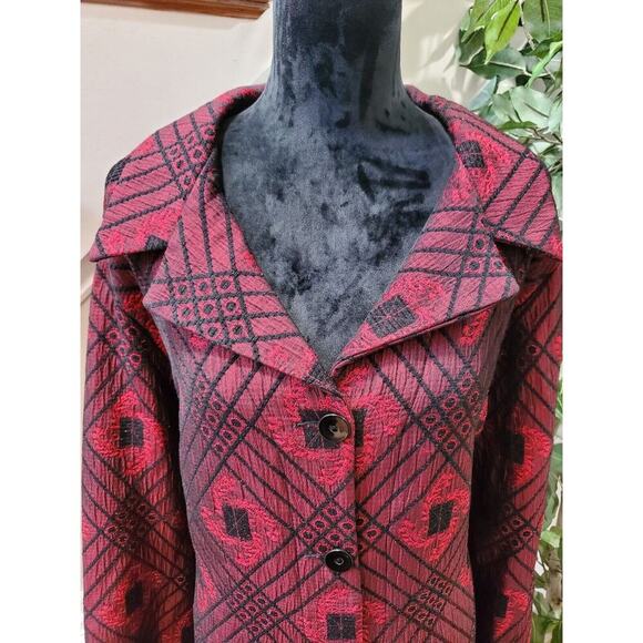 Sag Harbor Women Red Polyester Single Breasted Buttons Front Long Coat Size 22W - Picture 2 of 11